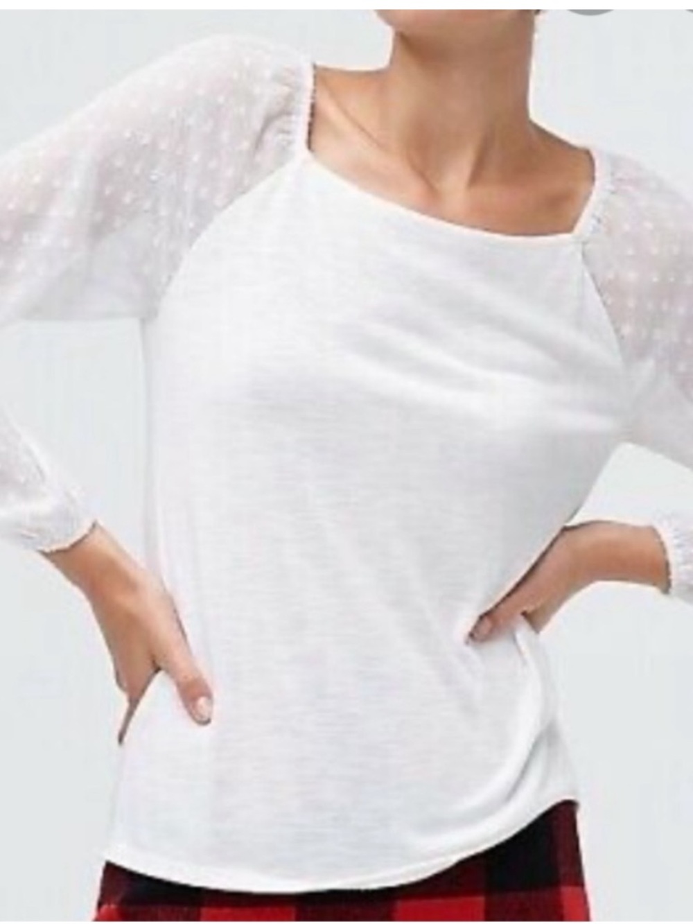 J. Crew 💮 semi sheer clip dot blouse top large